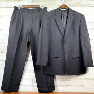 Versini Suit 2 Pc Mens 42R 34x29 Gray Wool 2-Button Pleated Cuffed Old Money